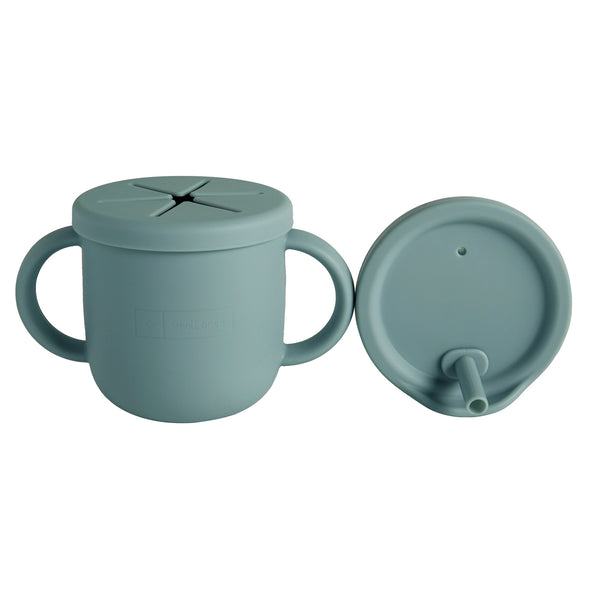 Silicone Sipper and snacks cup<br> (DUSTY BLUE)