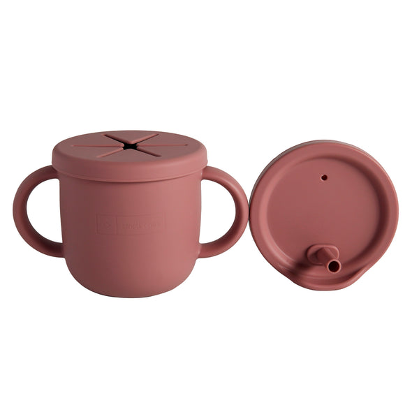 Silicone Sipper and snacks cup<br> (Dark Pink)