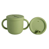 Silicone Sipper and snacks cup<br> (Olive)