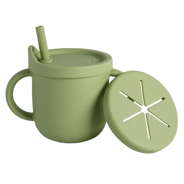 Silicone Sipper and snacks cup<br> (Olive)